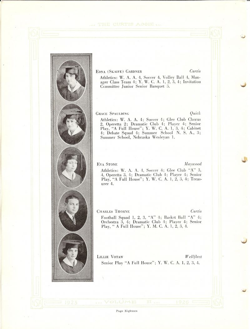 1925 Edna Gardner, Edna Skaife, Grace Spaulding, Eva Stone, Charles Thorne, Lillie Votaw, 