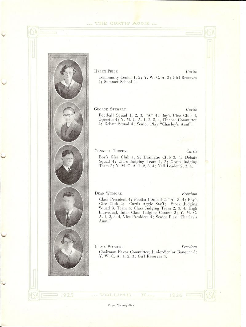 1926 Helen Price, George Stewart, Connell Turpen, Dean Wymore, Illma Wymore,  