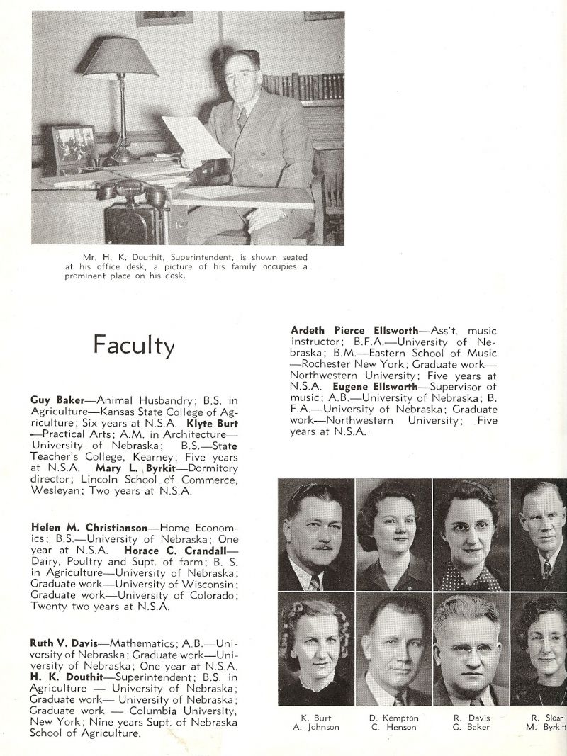 1942 Superintendent Harold Douthit. Klyte Burt. (Pop Burt). Dorothy Kempton. Ruth Davis. Russell Sloan. Adele Johnson. Claude Henson. Guy Baker. Mary Byrkit. 

















