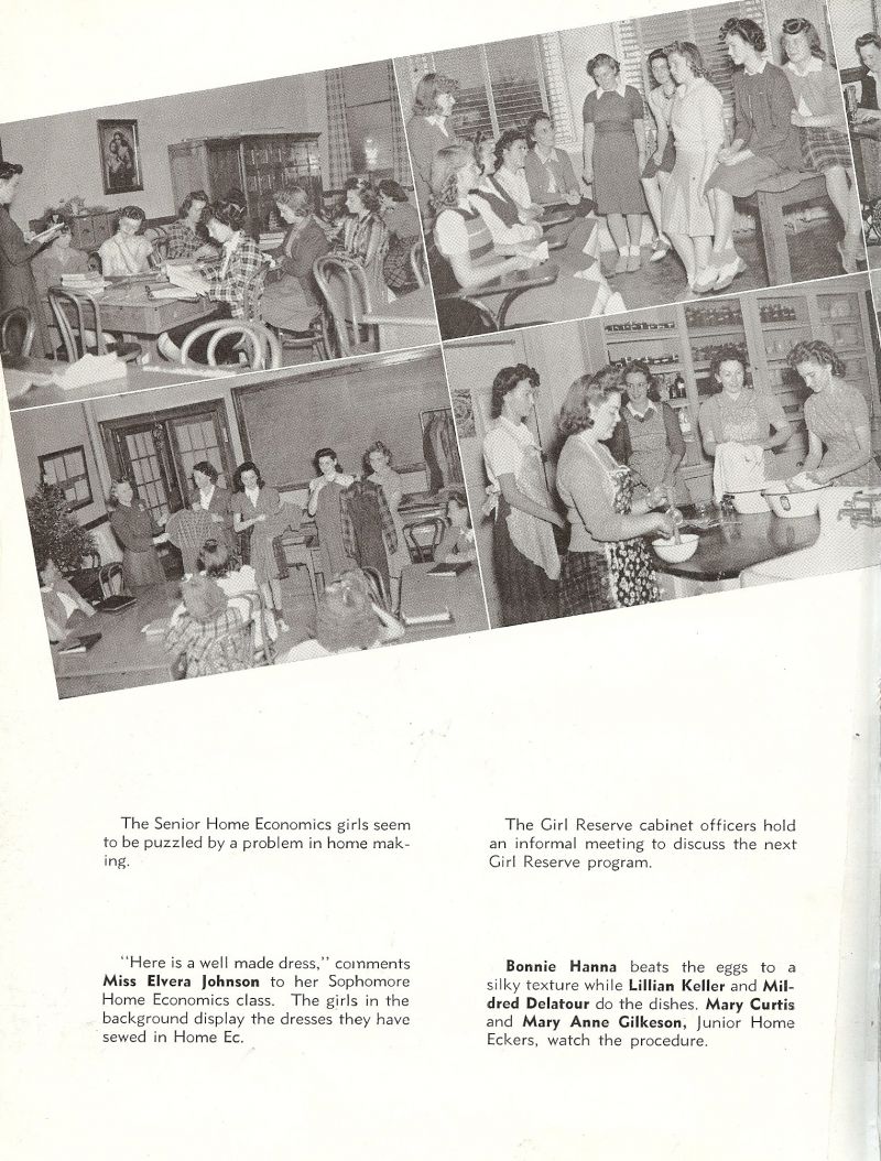 1942 Elvera Johnson. Bonnie Hanna, Lillian Keller, Mildred Delatour, Mary Curtis, MaryAnne Gilkeson,