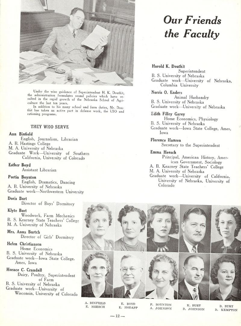 1943 Harold Douthit. Ann Binfield. Ester Boyd. Portia Boynton. Doris Burt. Klyte Burt. Pop Burt. Emma Heesch. Claude Henson. Edward Hodapp. Adele Johnson. Dean Johnson. Dorothy Kempton.
