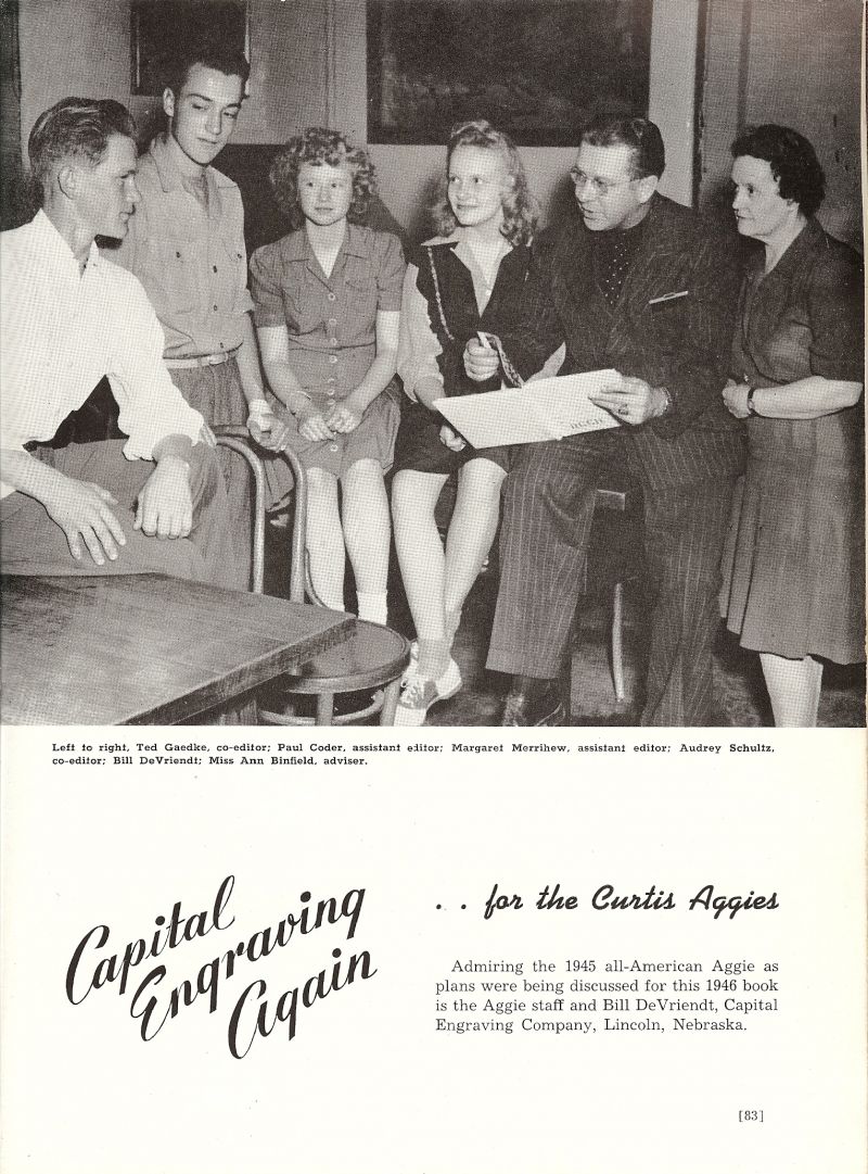 1946 Ted Gaedke, Paul Coder, Margaret Merrihew, Audrey Schultz, Bill DeVriendt. Ann Binfield.