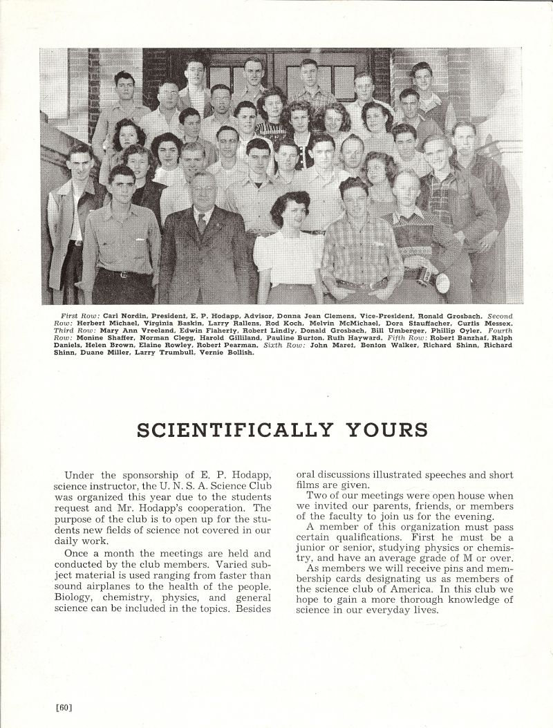 1947 Carl Nordin, Hodapp. Donna Jean Clemens, Rondald Grosbach, Herbert michael, Virginia Baskin, Larry Rallens, Rod Koch, Melvin McMichael, Dora Stauffacher, Curtis Messex, Mary Ann Vreeland, Edwin Flaherty, Robert Lindly, Donald Grosbach, Bill Umberger, Phillip Oyler, Monine Shaffer, Norman Clegg, Harold Gilliland, Pauline Burton, Ruth Hayward, Robert Banzhaf, Ralph Daniels, Helen Brown, Elaine Rowley, Robert Pearman, John Maret, Benton Walker, Richard Shinn, Richard Shinn, Duane Miller, Larry Trumbull, Vernie Bollish,
