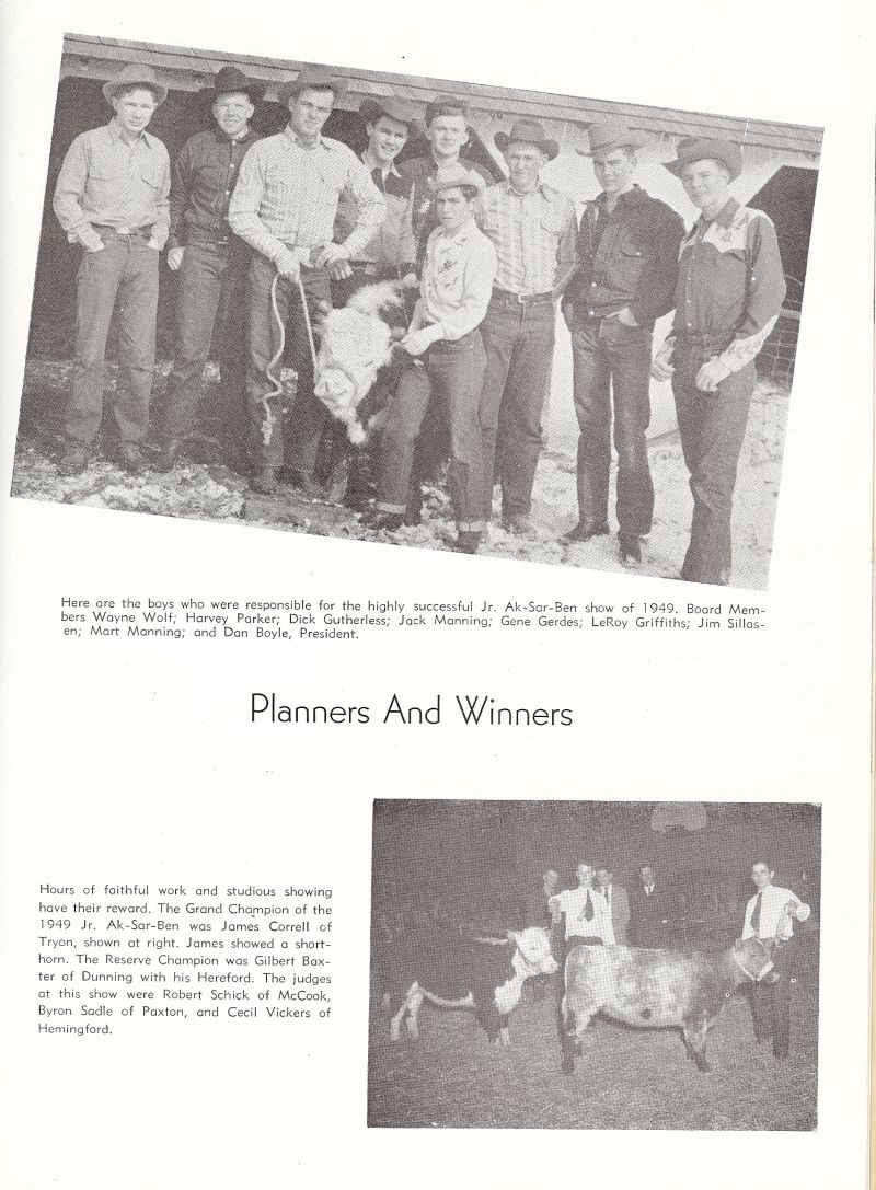 1949 Wayne Wolf, Harvey Parker, Dick Gutherless, Jack Manning, Gene Gerdes, LeRoy Griffiths, Jim Sillasen, Mart Manning, Dan Boyle, Gilbert Baxter, James Correll, Robert Schick. Byron Sadle. Cecil Vickers. 