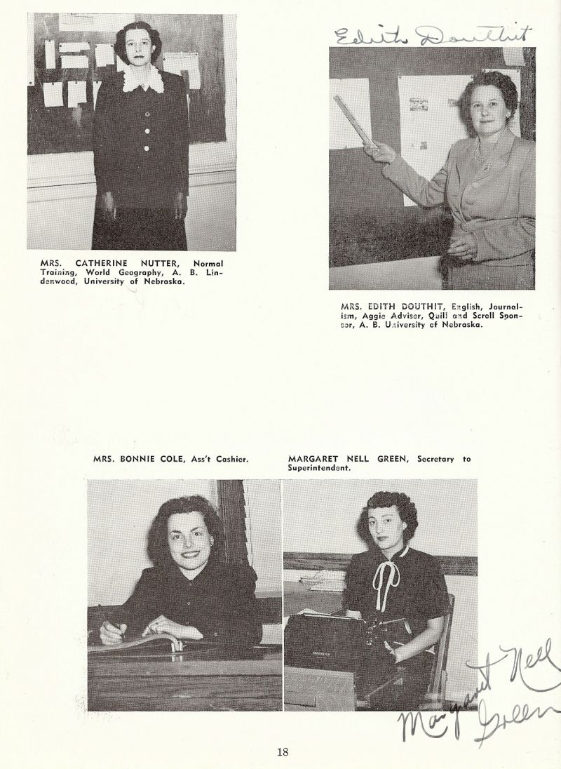 1950 Catherine Nutter. Edith Douthit. Margaret Nell Green. Bonnie Cole. 