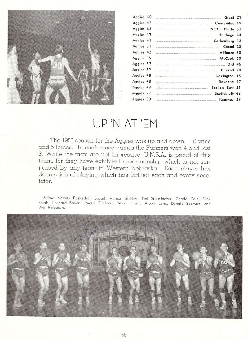 1950 Vernon Shirley, Ted Stauffacher, Frederic Stauffacher, Gerald Cole, Dick Speth, Leonard Bauer, Lowell, Gilliland, Denzil Clegg, Albert Lenz, Donald Seaman, Ben Ferguson, 