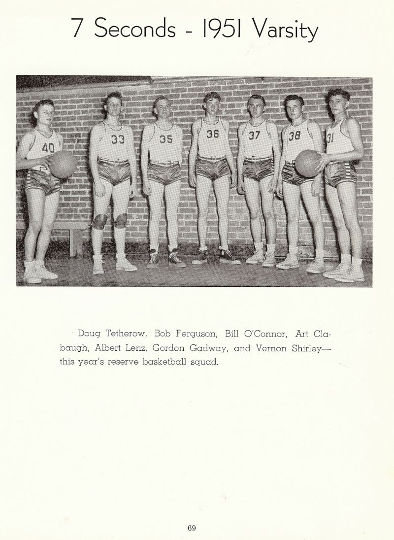 1950 Doug Tetherow, Bob Ferguson, Bill O'Connor, Art Clabaugh, Albert Lenz, Gordon Gadway, Vernon Shirley,
