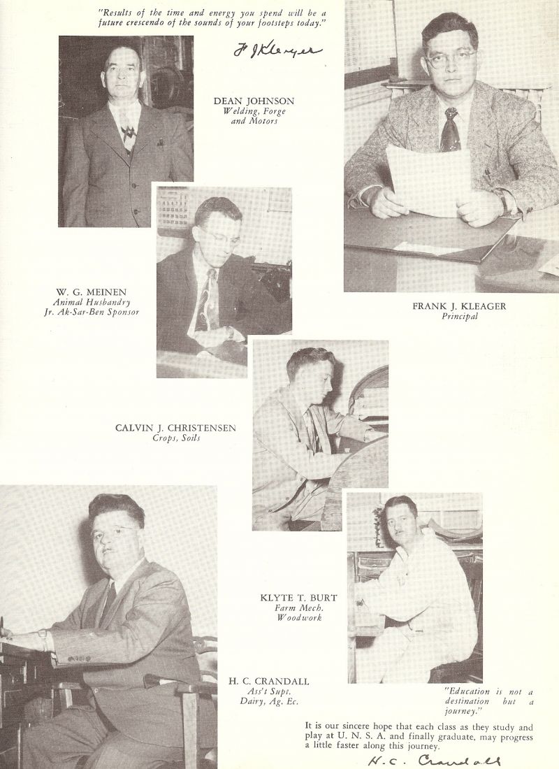 1951 Dean Johnson. Meinen. Calvin Christensen. Klyte Burt. Pop Burt. H. C. Crandall. Horace Crandall.