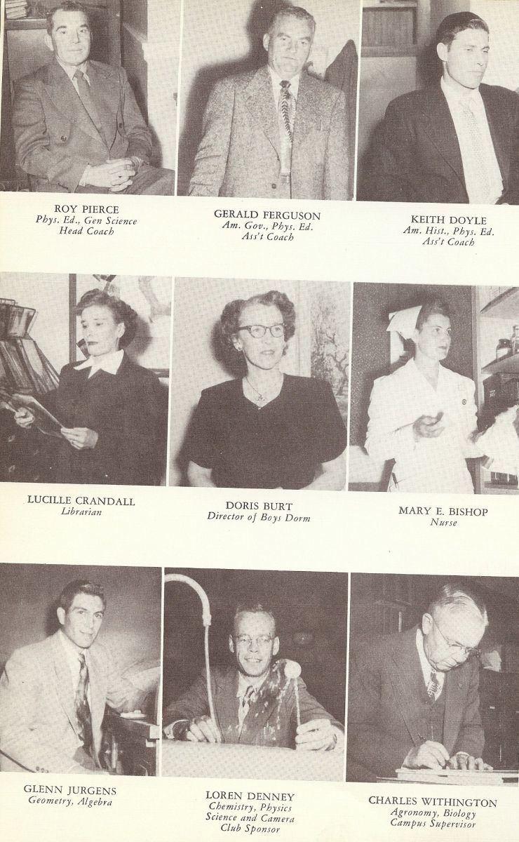 1951 Roy Pierce. Gerald Ferguson. Keith Doyle. Mary Bishop. Doris Burt. Mom Burt. Lucille Crandall. Glenn Jurgens. Loren Denny. Charles Withington.