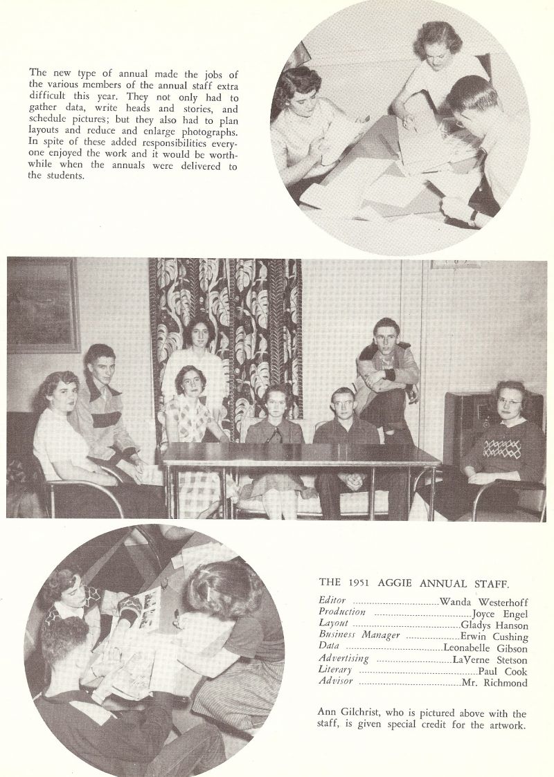 1951 Wanda Westerhoff, Joyce Engel, Gladys Hanson, Erwin Cushing, Leonabelle Gibson, LaVerne Stetson, Paul Cook, Richmand. Ann Gilchrist,