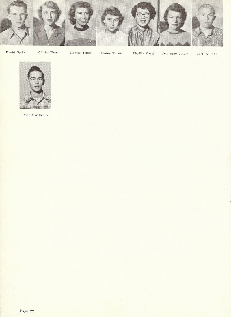 1953 David Sydow, Gloria Tharp, Marcia Tiller, Elaine Turner, Robert Williams, Phyllis Vogel, Jeanenne Votaw, Carl Wilkins,