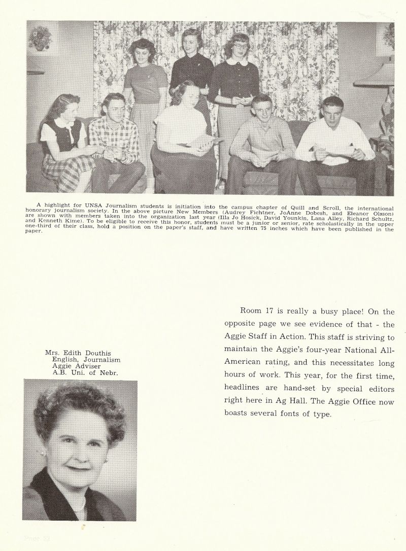 1953 Audrey Fichtner, Jo Anne Dobesh, JoAnn Dobesh, Elenor Olsson, Illa Jo Hosick, David Younkin, Lana Alley, Richard Schultz, Kenneth Kime, 