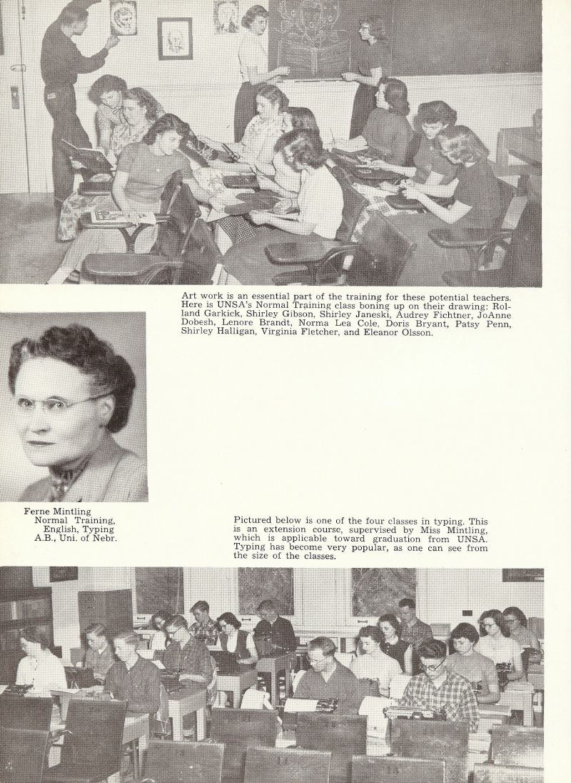 1953 Ferne Mintling. Roland Garlick, Shirley Gibson, Shirley Janeski, Audrey Fichtner, JoAnne Dobesh, Lenore Brandt, Norma Lea Cole, Doris Bryant, Patsy Penn, Shirley Halligan, Virginia Fletcher, Eleanor Olsson, 