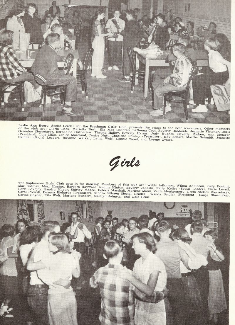 1953 Leslie Ann Beery, Gloria Beck, Marietta Bush, Illa Mae Cochran, LaDonna Cool, Beverly Damoude, Jeanette Fletcher, Doris Greenlee, Thelma Hailey, Beverly Harms, Judy Hughes, Beverly Kicken, Ann Metzger, Lois Mills, Janice Moreland, Janice Nutt, Charlene Rowley, Kay Scharf, Matha Schmidt, Jeanette Skinner, Rosanne Walker, Letha Wolf, Connie Wood, Lorene Zysset, Wilda Adkinson, Wilma Adkinson, Judy Douthit, Mae Erdman, Mary Hughes, Barbara Hayward, Nadine Hinton, Beverly Janeski, Patty Keller, Dixie Lovell, Loris Lovejoy, Sandra Mayer, Shirley Magee, Deloris Marshall, Marlene Mann, Velda Montgomery, Greta Nielsen, Carol Prewitt, Deanna Richards, Sandra Sillasen, Wanda Seidler, Sonja Shoemaker, Corine Snyder, Rita Wolf, Marlene Yonkers, Marilyn Johnson, Gale Penn,