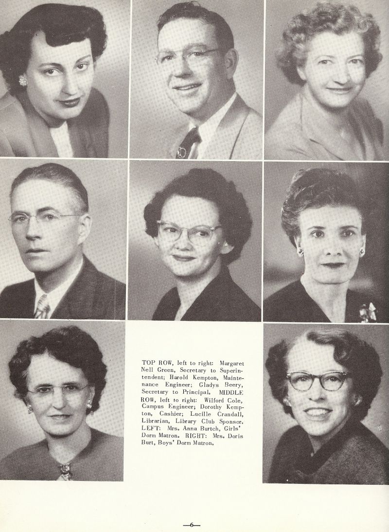 1954 Margaret Nell Green. Harold Kempton. Gladys Beery. Wilford Cole. Dorothy Kempton. Lucille Crandall. Anna Burtch. Mom Burtch. Doris Burt. Mom Burt.