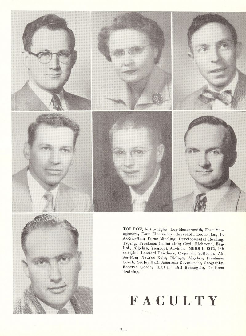 1954 Lee Messersmith. Ferne Mintling. Cecil Richmond. Leonard Pewthers. Newton Kyle. Sedley Hall. Bill Resseguie.
