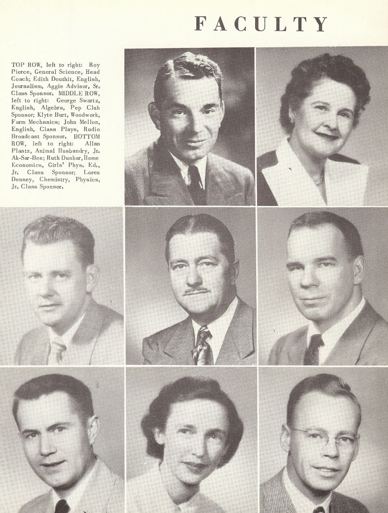 1954 Roy Pierce. Edith Douthit. George Swartz. Klyte Burt. Pop Burt. John Mellon. Allan Plantz. Ruth Dunbar. Loren Denny.    