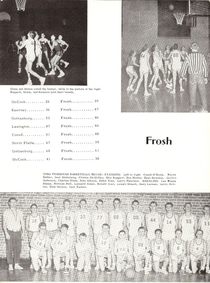 1955 Glaze, Hinton, Ruppert, Swanson, O'Boyle. Wayne Dafler, Jack Malmberg, Clinton McMullen, Clinton McMullen, Otis Ruppert, Don Hinton, Dean Swanson, Gordon Anderson, Charles Glaze, Alex Allison, Eldon Voss, Larry Peterson, Lee Wayne Knepp, Norman Ball, Leonard Jones, Ronald Cool, Lowell Minert, Gary Larson, Terry Britton, Dale nelson, Jack Tucker,