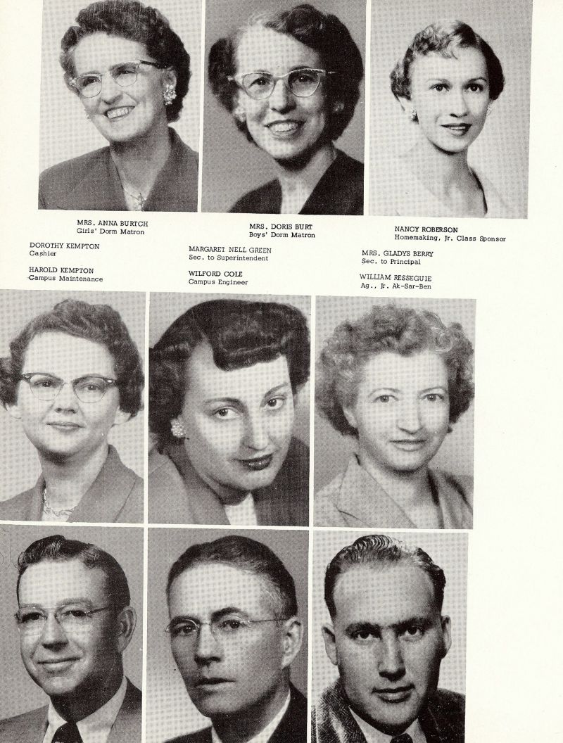 1956 Anna Burtch. Mom Burtch. Doris Burt. Mom Burt. Dorothy Kempton. Harold Kempton. Wilford Cole. Margaret Nell Green. Nancy Roberson. Glady Berry. William Resseguie.