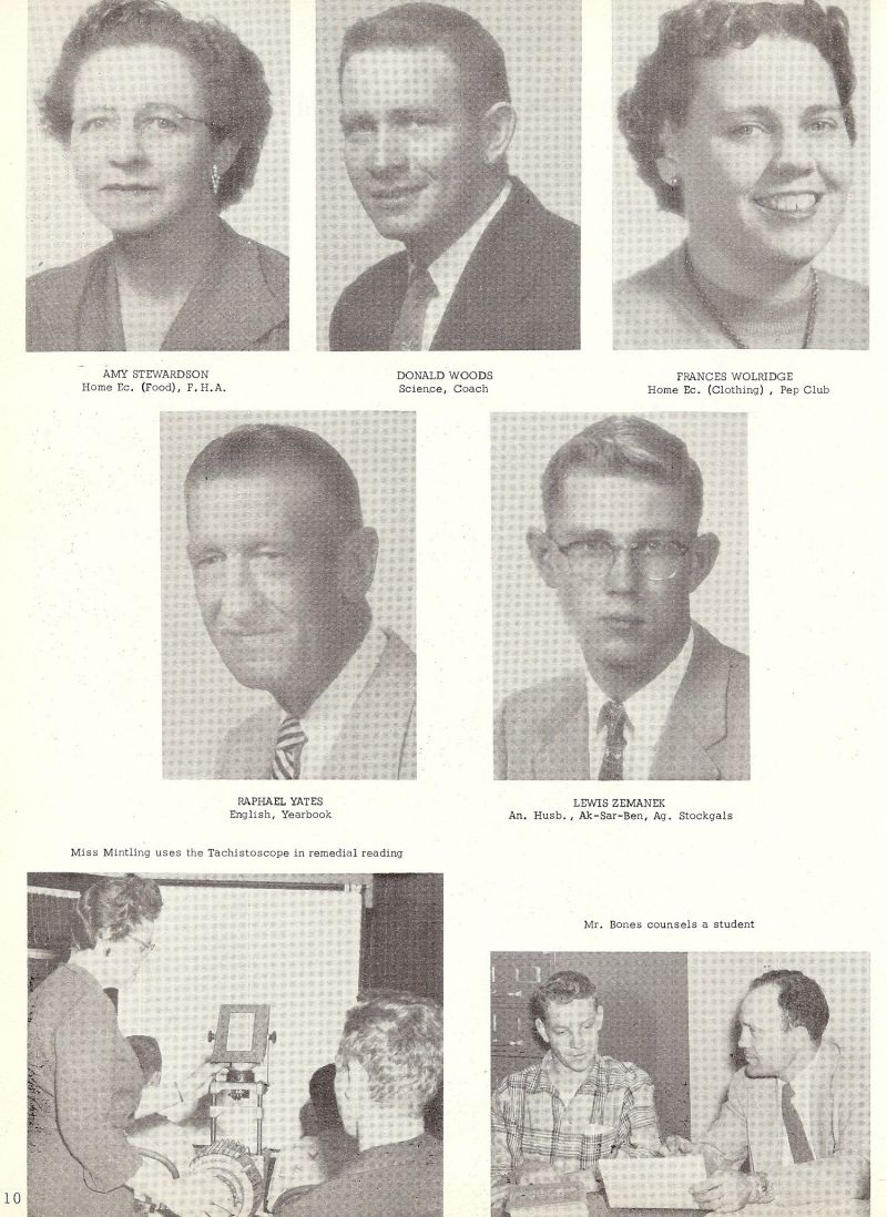 1957 Amy Stewardson. Donald Woods. Frances Wolridge. Lewis Zemanek. Ralph Yates. Calvin Bones. Ferne Mintling. Raphael Yates.  