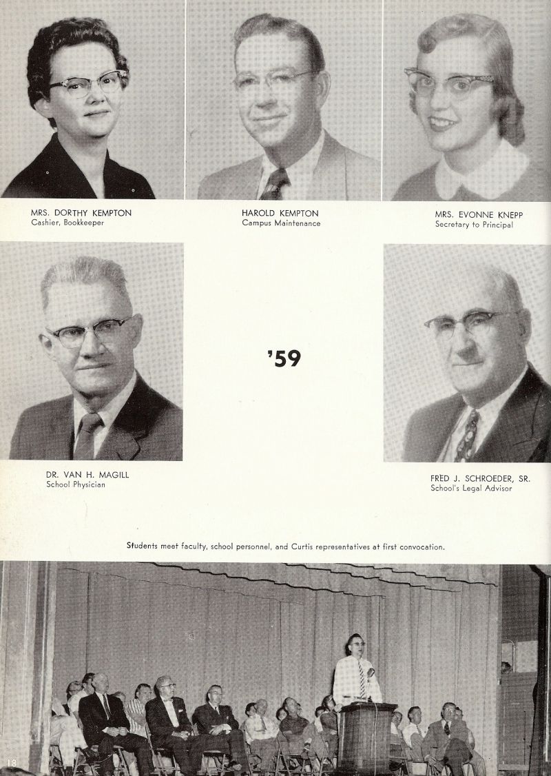 1959 Dorthy Kempton. Harold Kempton. Evonne Knepp. Dr. Van H. Magill. Fred J. Schroeder. 
