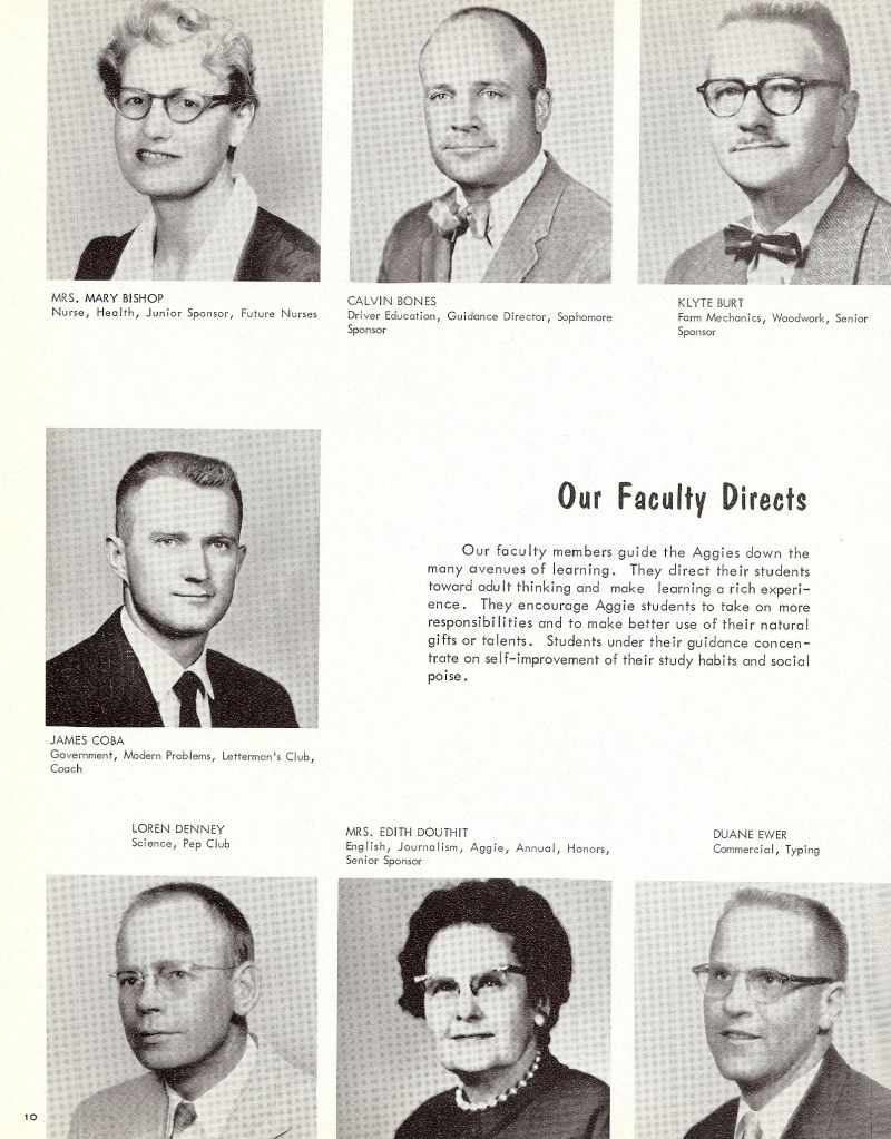 1961 Mary Bishop. Calvin Bones. Klyte Burt. Pop Burt. James Coba. Loren Denney. Edith Douthit. Duane Ewer.  