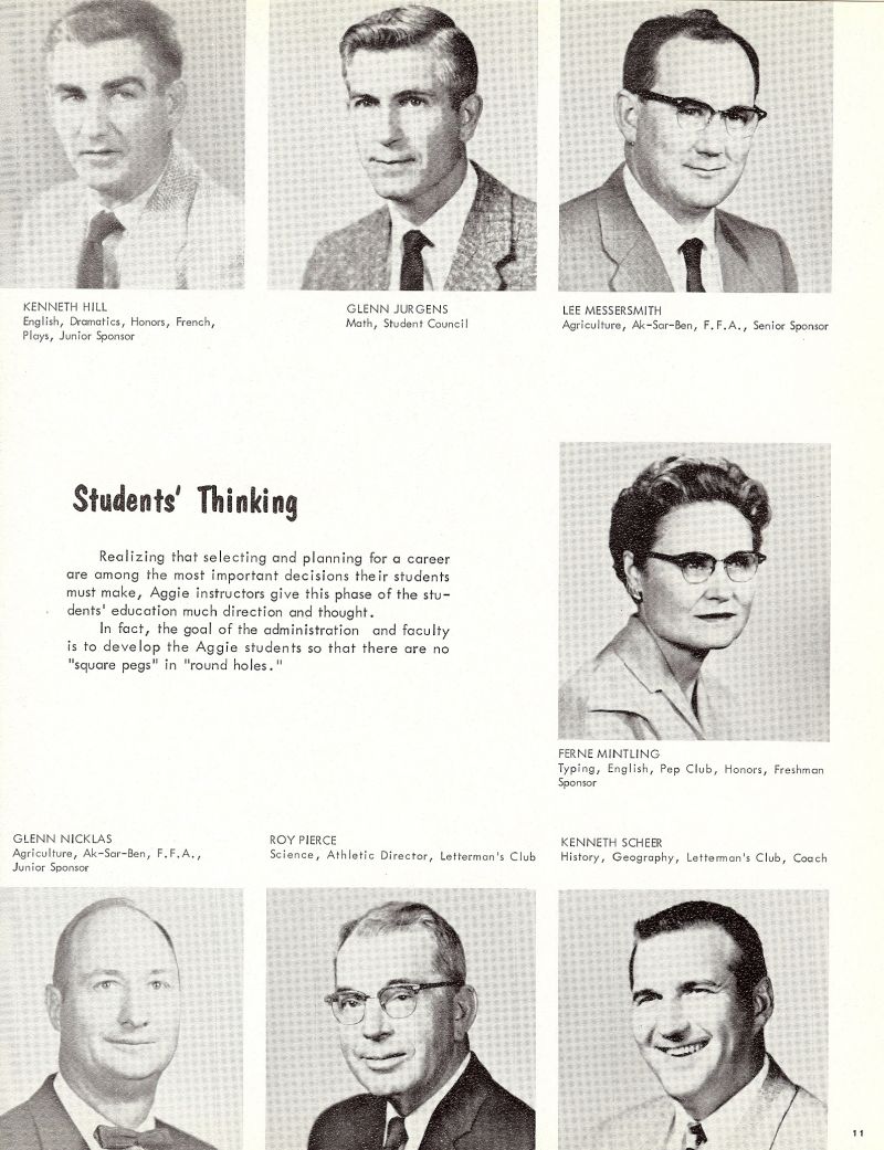 1961 Kenneth Hill. Glenn Jurgens. Lee Messersmith. Ferne Mintling. Glenn Nicklas. Roy Pierce. Kenneth Scheer. 