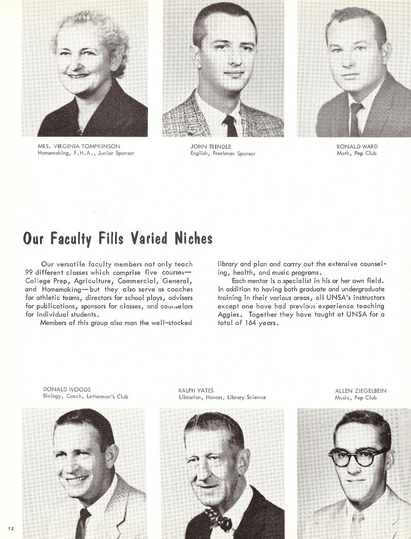 1961 Virginia Tomkinson. John Trindle. Ronald Ward. Donald Woods. Ralph Yates. Allen Ziegelbein. 