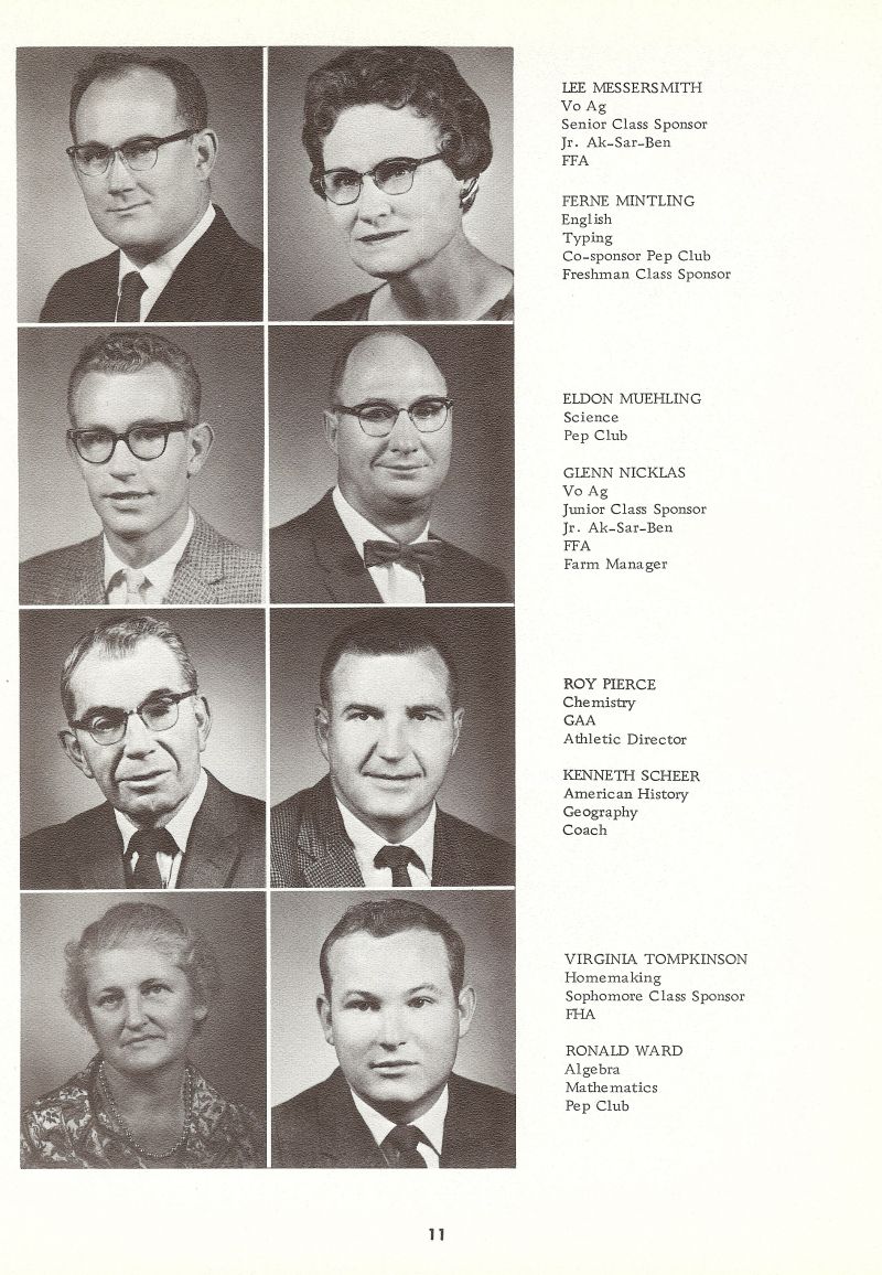 1962 Lee Messersmith. Ferne Mintling. Eldon Muehling. Roy Pierce. Kenneth Scheer. Virginia Tompkinson. Ronald Ward. 