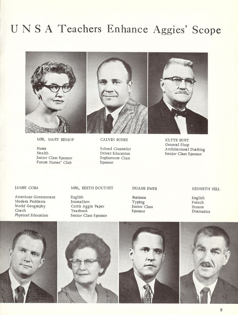 1963 Mary Bishop. Calvin Bones. Klyte Burt. Pop Burt. James Coba. Edith Douthit. Duane Ewer. Kenneth Hill.   