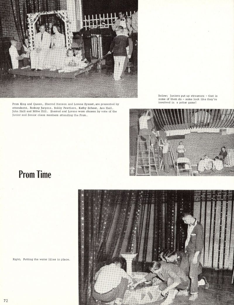 1956 Sherrod hanson, Lorene Zysset, Rodney Jurgens, Bobby Pewthers, Kathy Scheer, Ann Hall, John Hall, Mike Hill,