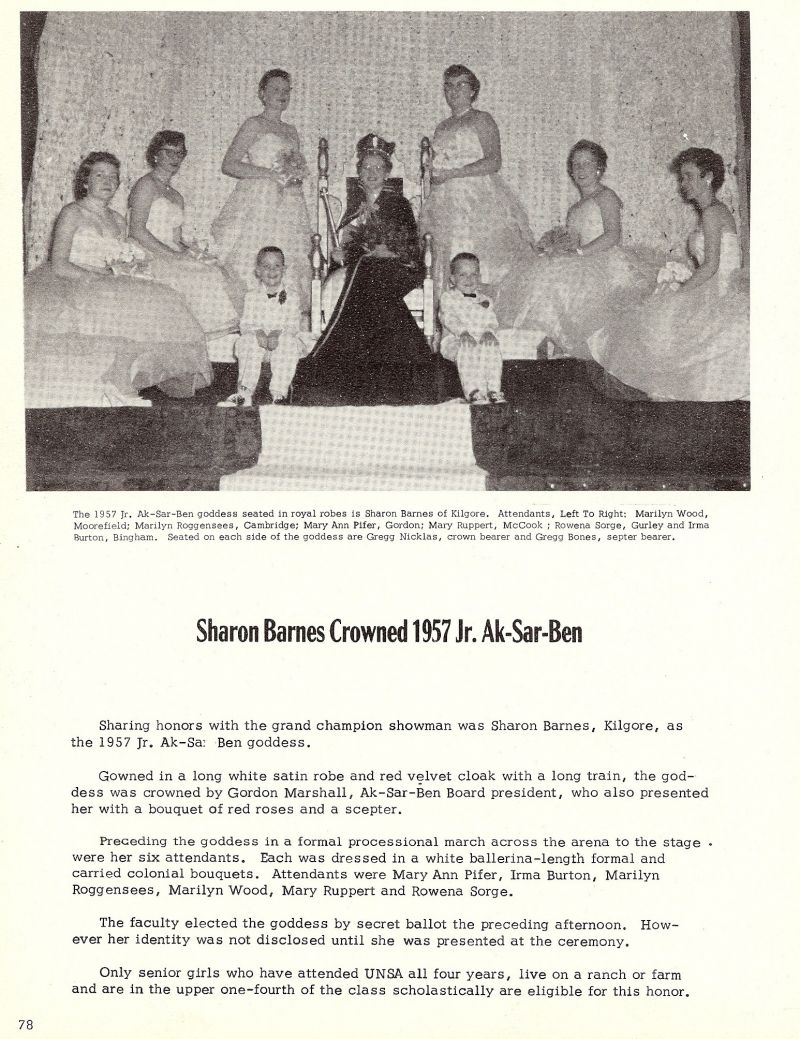 1957 Sharon Barnes, Marilyn Wood, Marilyn Roggensees, Mary Ann Pifer, Mary Ruppert, Rowena Sorge, Irma Burton, Greg Nicklas, Gregg Bones, Gordon Marshall,  