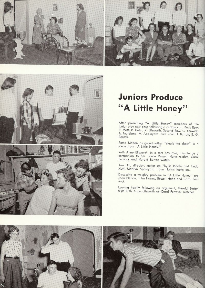 1959 Mott, Russell Hahn, Ellsworth, Carol Fenwick, Moreland, Appleyard, Harold Burton, B. G. Roesch, Roma Melton, Ruth Ann Ellsworth, Russell Hahn, Ken Hill, Phyllis Riddle, Linda Huff, Marilyn Appleyard, John Harms, Jean Nelson, 