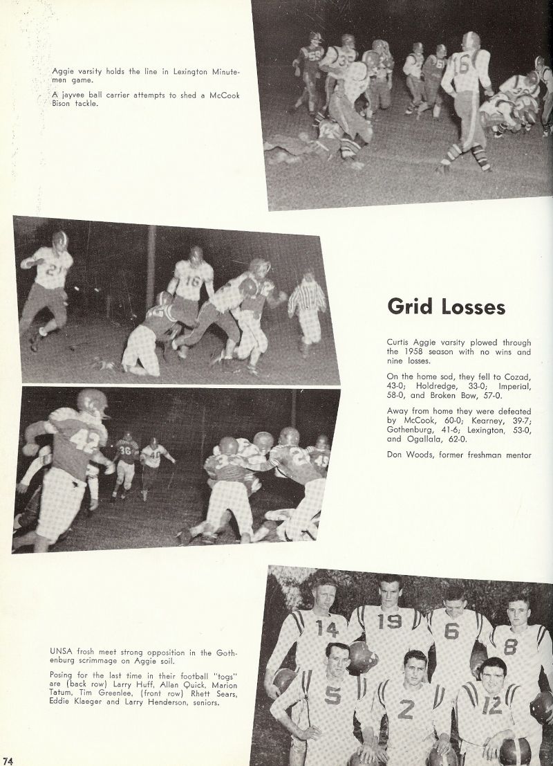 1959 Larry Huff, Allan Quick, Marion Tatum, Tim Greenlee, Rhett Sears, Eddie Klaeger, Larry Henderson, Don Woods,