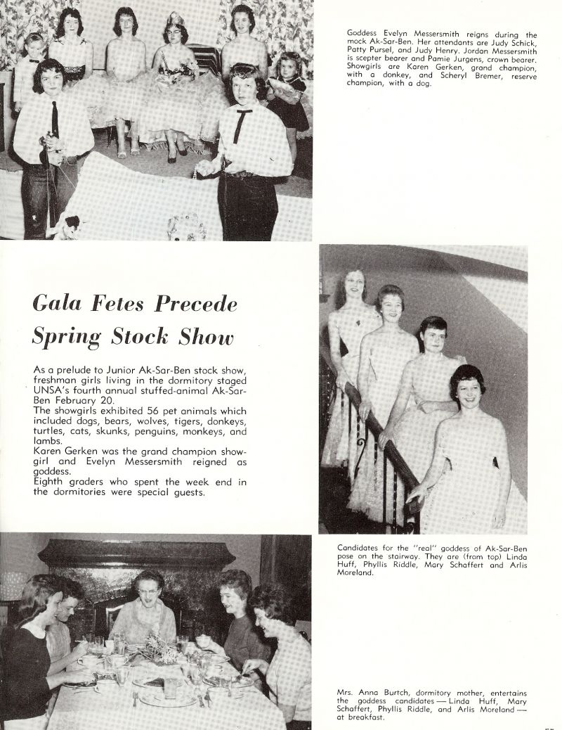 1960 Karen Gerken, Evelyn Messersmith, Judy Schick, Patty Pursel, Judy Henry, Jordon Messersmith, Pamie Jurgens, Karen Gerken, Scheryl Bremer, Linda Huff, Phyllis Riddle, Mary Schaffert, Arlis Moreland, Anna Burtch. Mom Burtch. 