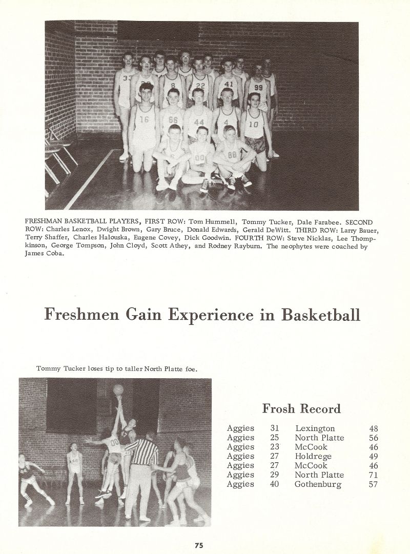 1962 Tom Hummell, Tommy Tucker, Tom Tucker, Dale Farabee, Charles Lenox, Dwight Brown, Gary Bruce, Donald Edwards, Don Edwards, Gerald DeWitt, Larry Bauer, Terry Shaffer, Charles Halouska, Eugene Covey, Dick Goodwin, Steve Nicklas, lee Thompkinson, George Thompson, John Cloyd, Scott Athey, Rodney Rayburn, Rod Rayburn, James Coba. Tom Tucker,  