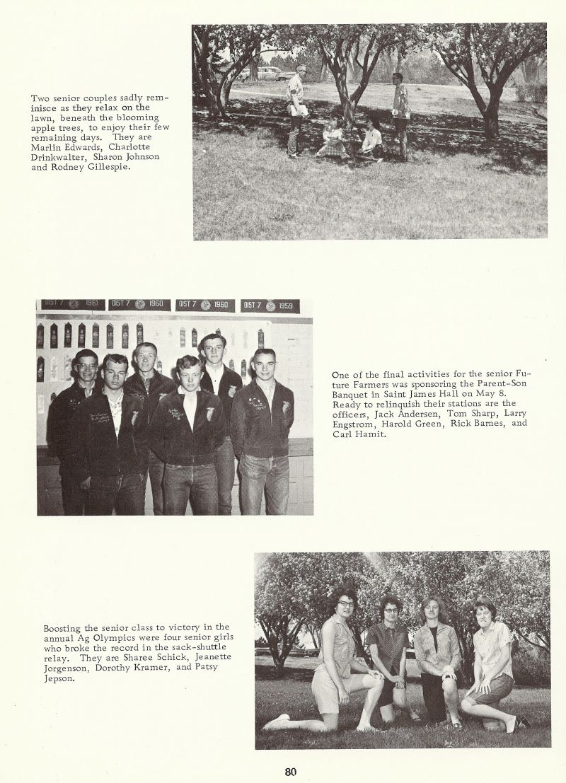 1964 Marlin Edwards, Charlotte Drinkwalter, Sharon Johnson, Rodney Gillespie, Rod Gillespie, Jack Andersen, Tom Sharp, Larry Engstrom, Harold Green, Buck Green, Rick Barnes, Carl Hamit, Sharee Schick, Jeanette Jorgenson, Dorothy Kramer, Patsy Jepson,