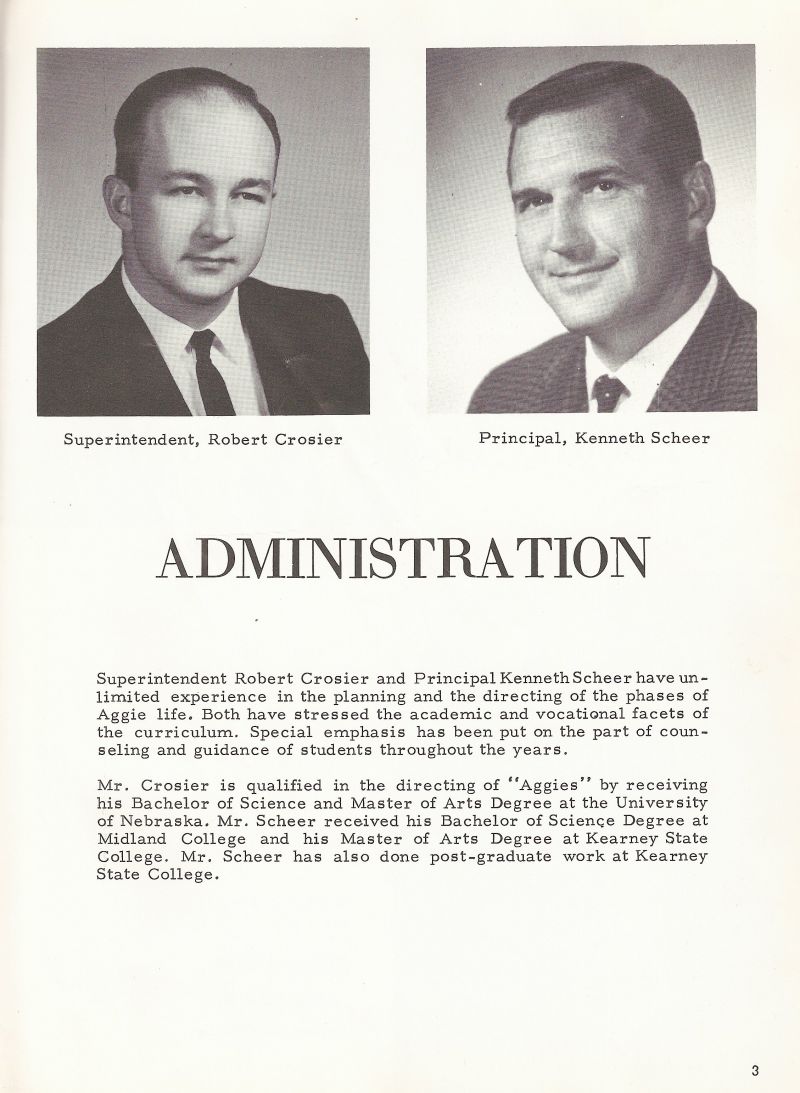 1966 Robert Crosier. Superintendent  --  Kenneth Scheer. Principal