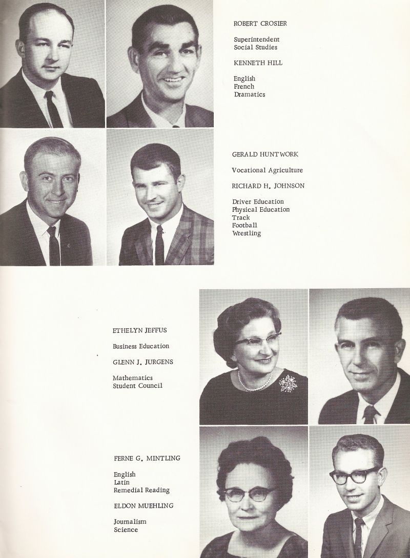 1966 Robert Crosier. Kenneth Hill. Ken Hill. Gerald Huntwork. Richard Johnson. Ethelyn Jeffus. Glenn Jurgens. Ferne Mintling. Eldon Muehling.