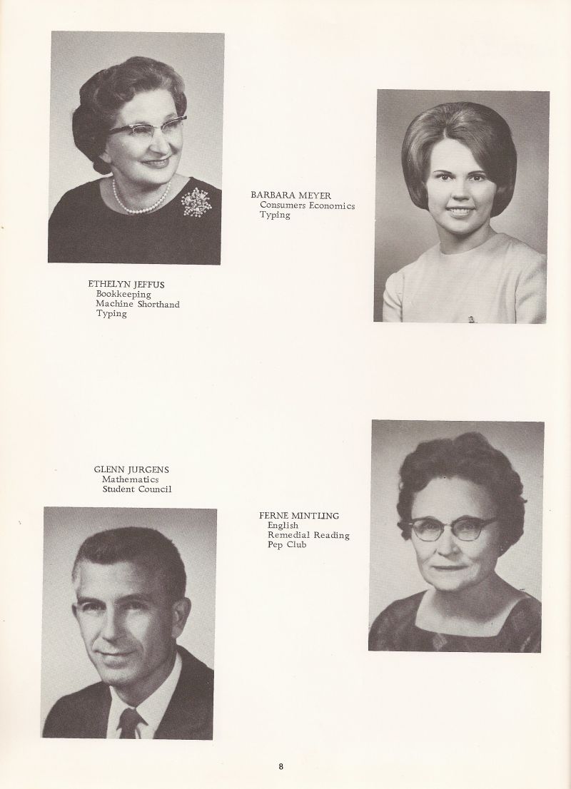 1967 Barbara Meyer, Ethelyn Jeffus, Glenn Jurgens, Ferne Mintling. 
