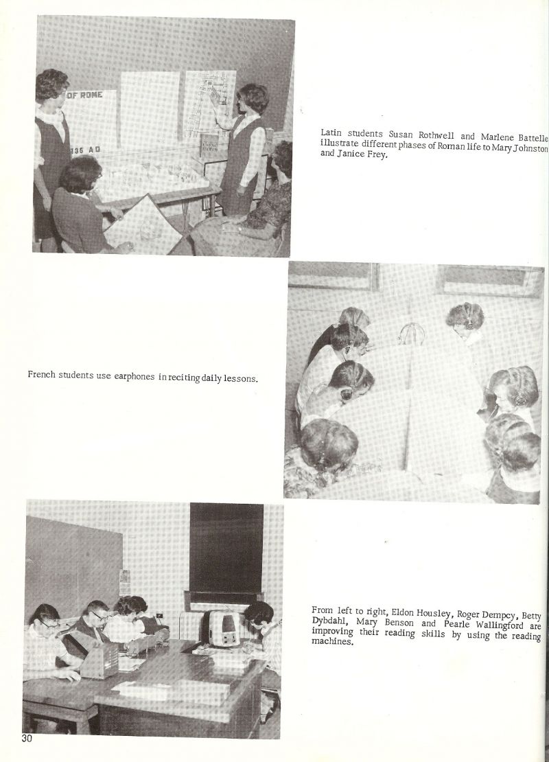 1965 Susan Rothwell, Marlene Battelle, Mary Johnston, Janice Frey, Eldon Housley, Roger Dempcy, Betty Dybdahl, Mary Benson, Pearle Wallingford