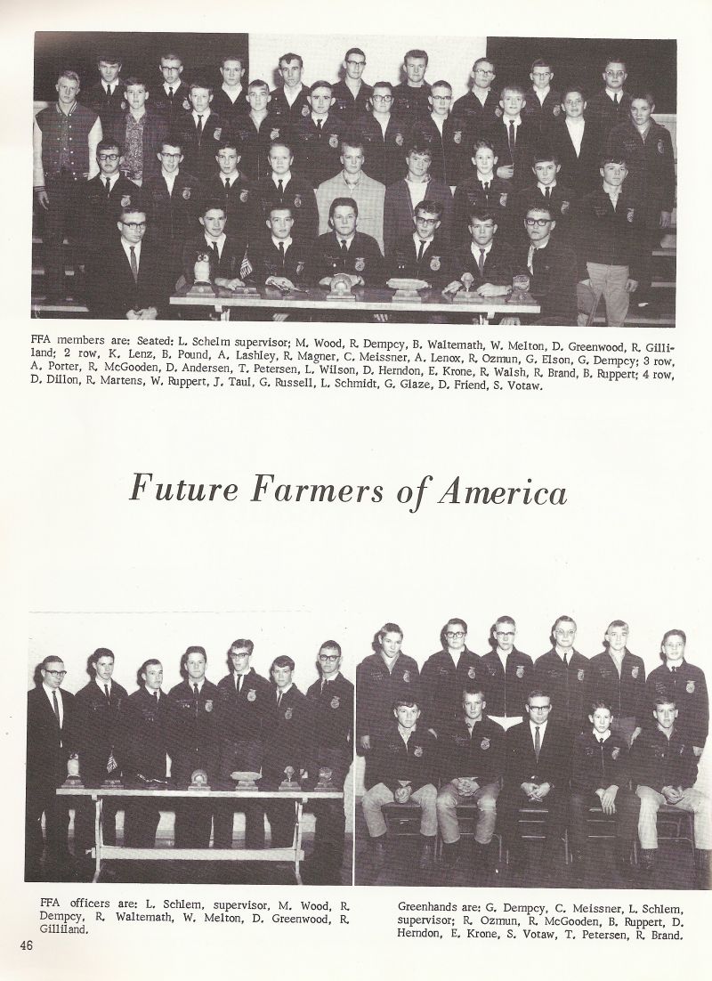 1966 L. Schelm Suppervisor, Wood, Dempcy, Waltemath, Melton, Greenwood, Gilliland, Lenz, Pound, Lashley, Mager, Meissner, Lenox, Ozman, Elson, Dempcy, Porter, McGooden, Andersen, Petersen, Wilson, Herndon, Krone, Walsh, Brand, Ruppert, Dillon, Martens, Ruppert, Taul, Russell, Schmidt, Glaze, Friend, Votaw, Wood, Dempcy, Gilliland, Waltemath, Melton, Greenwood, Gilliland, Dempcy, Meissner, Ozman, McGooden, Ruppert, Herndon, Krone, Votaw, Petersen, Brand.    