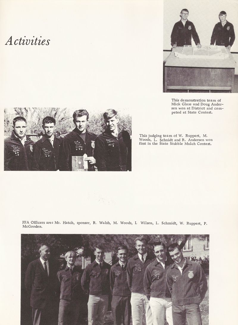 1967 Mick Glaze, Doug Andersen, Ruppert, Woods, Schnidt, Schmidt, Andersen, Anderson, Mr. Hatch, Walsh, Woods, Wilson, Schmidt, Ruppert, McGooden.