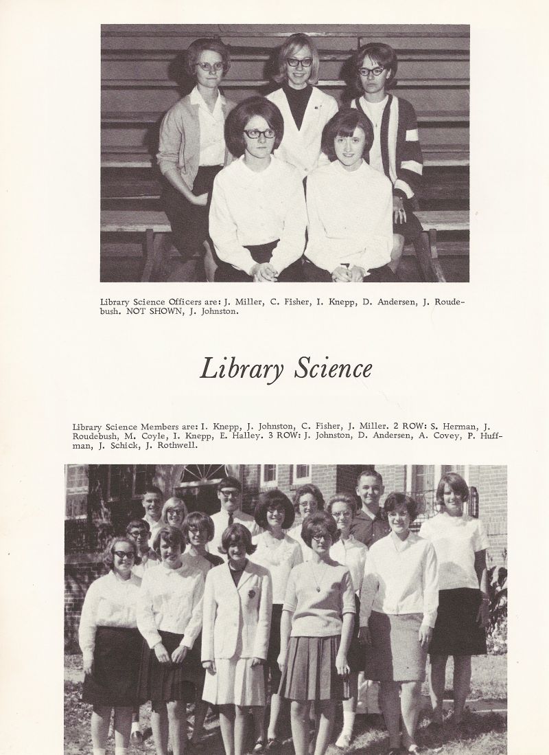 1967 Miller, Fisher, Knepp, Andersen, Roudebush, Johnson, Knepp, Johnston, Fisher, Miller, Herman, Roudebush, Coyle, Knepp, Halley, Johnston, Andersen, Covey, Huffman, Schick, Rothwell, 