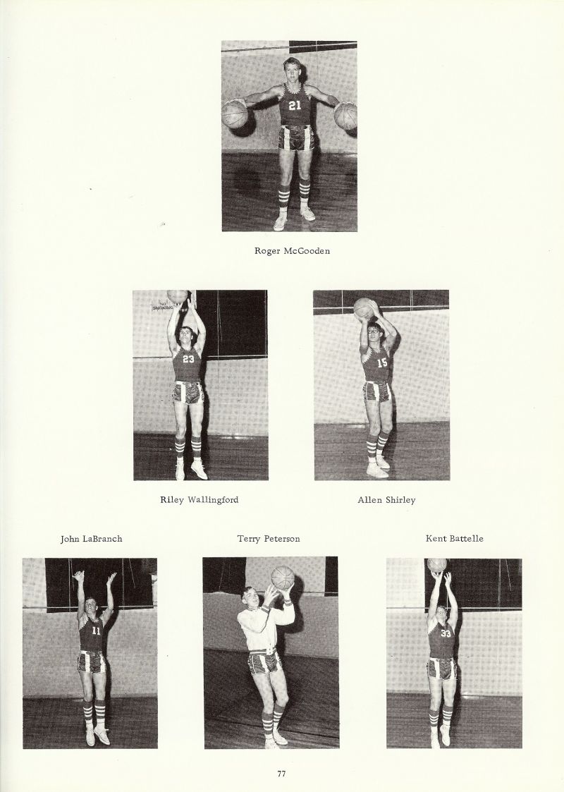 1967 Roger McGooden, Riley Wallingford, Allen Shirley, John LaBranch, Terry Peterson, Kent Battelle.  