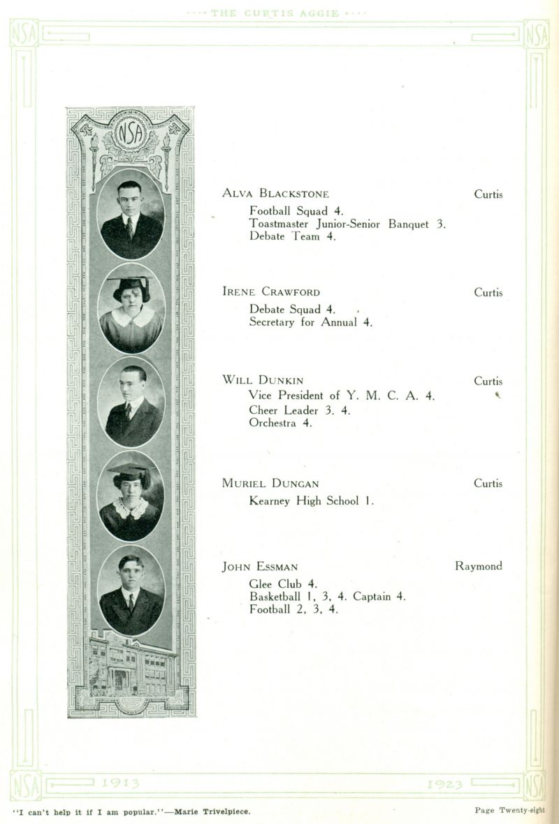 1923 Alva Blackstone, Irene Crawford, Will Dunkin, Muriel Dungan, John Essman,
