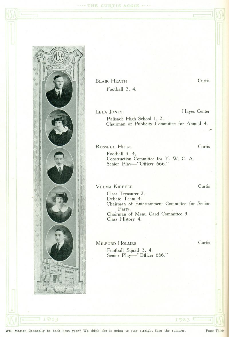 1923 Blair Heath, Lela Jones, Russell Hicks, Velma Kieffer, Milford Holmes,