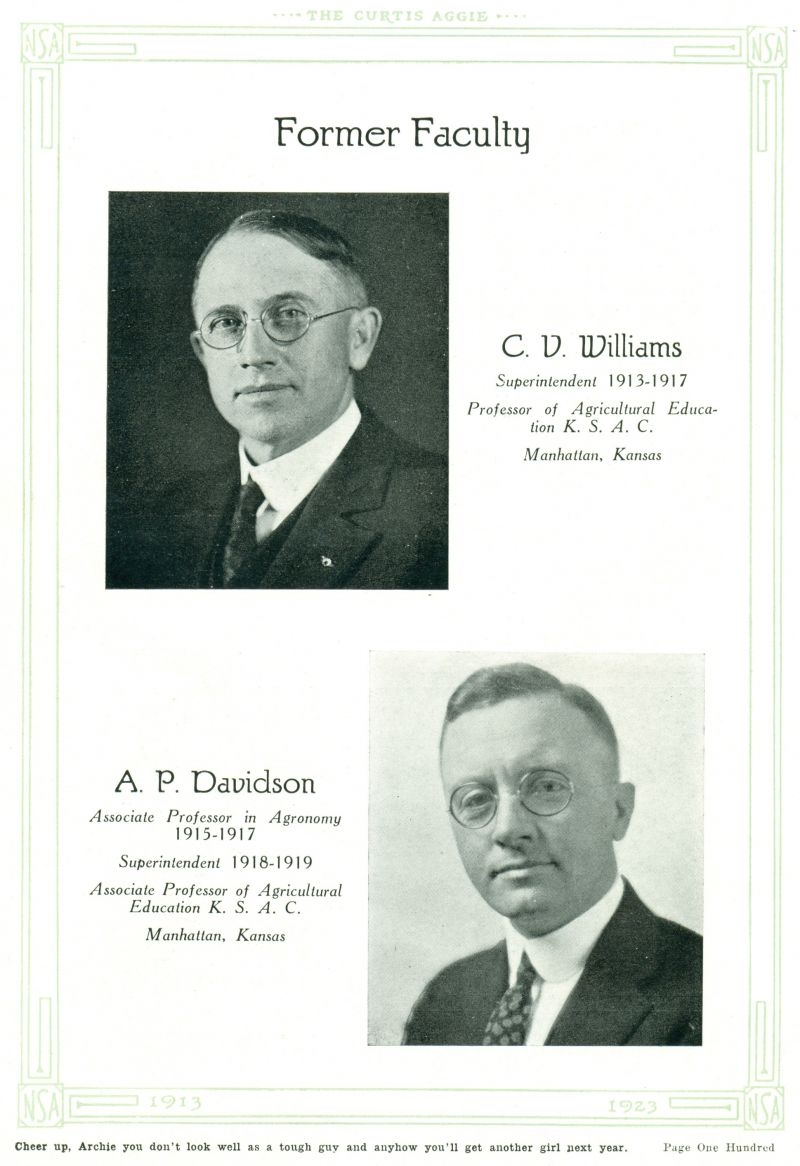 Volume_I SUPERINTENDENTS: C.V. Williams. - 1913-17 and A.P. Davidson. - 1918-19