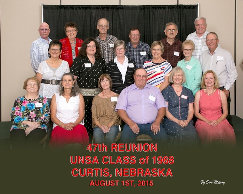 Reunions - Not Visible to Public - Back Row L-R: Doug Andersen, Jo Thompson, Rod Martens, Art Lashley, Lorne Wilson, Jerome Johnston,
<br>
Middle Row L-R:  Pam Hodgins, Mary Alice Coyle, Mary Coyle, Alice Coyle, Connie Fickenscher, Rojean Gosnell, Diane Nelsen, Mick Glaze,
<br>
Front Row L-R:  Connie Ralston, Vickie Fletcher, Judy Leistritz, Lindy Elson, Delores Andersen, Ramona Province,