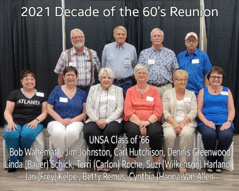 Reunions Bob Waltemath, Jim Johnston, Carl Hutchison, Dennis Greenwoo, Linda Bauer, Terri Roch, Suzi Wilkenson, Jan Kelpe, Janice Kelpe, Betty Remus, Cynthia Hanna,